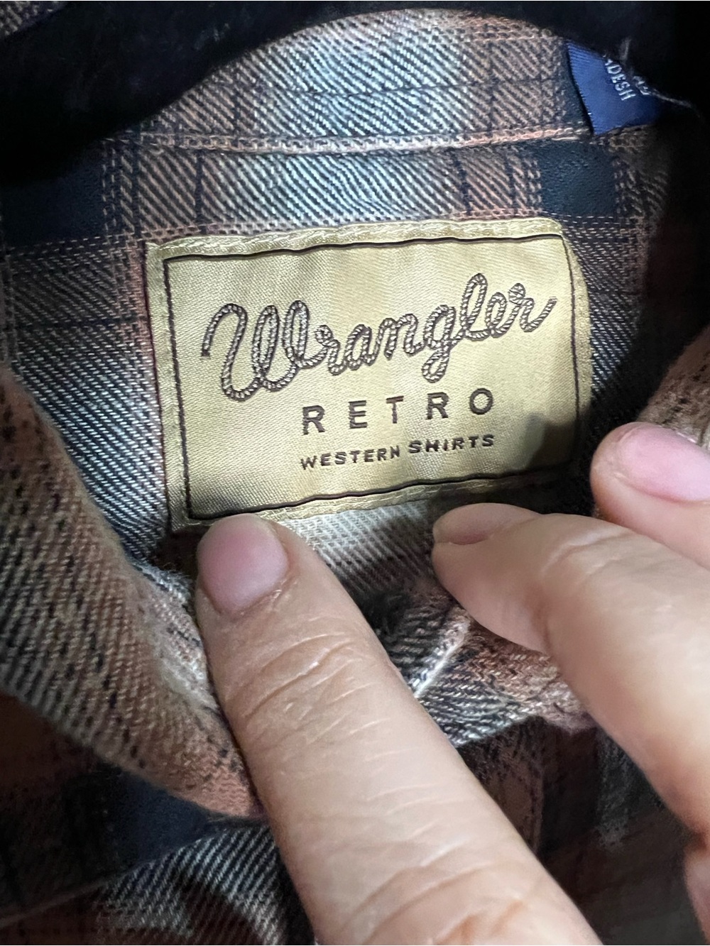 Wrangler Retro Brown Plaid Pearl Snap Flannel Western Cowboy Long‎ Sleeve Shirt - Picture 6 of 11